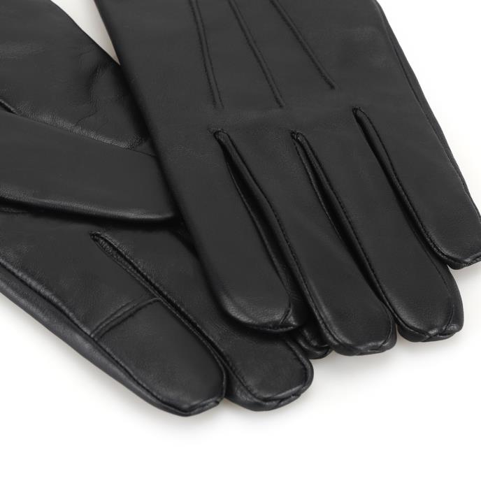 Isotoner® Mens Smartouch™ Water Repellent 3 Point Leather Gloves  Black Extra Image 3